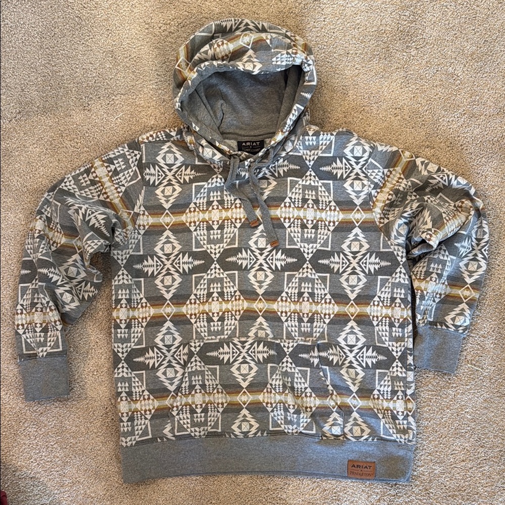 Ariat Gray and Cream Patterned Hoodie